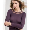 Chemise Laine Et Soie Effet Collier Prune