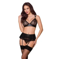 Obsessive Ensemble Simili Cuir Et Tulle 3 Pièces