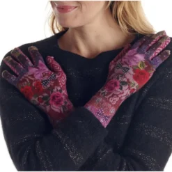 Gants Dub Et Drino Bambou Imprimé Roses Et Lilas
