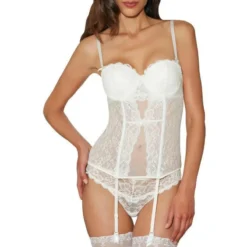 Guêpière Aubade Dentelle Nacre Mariage -Chantelle Soldes Magasin guepiere aubade dentelle nacre mariage 3