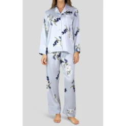 Pyjama Soyeux Gris Fleuri HN -Chantelle Soldes Magasin pyjama soyeux gris fleuri hn 2